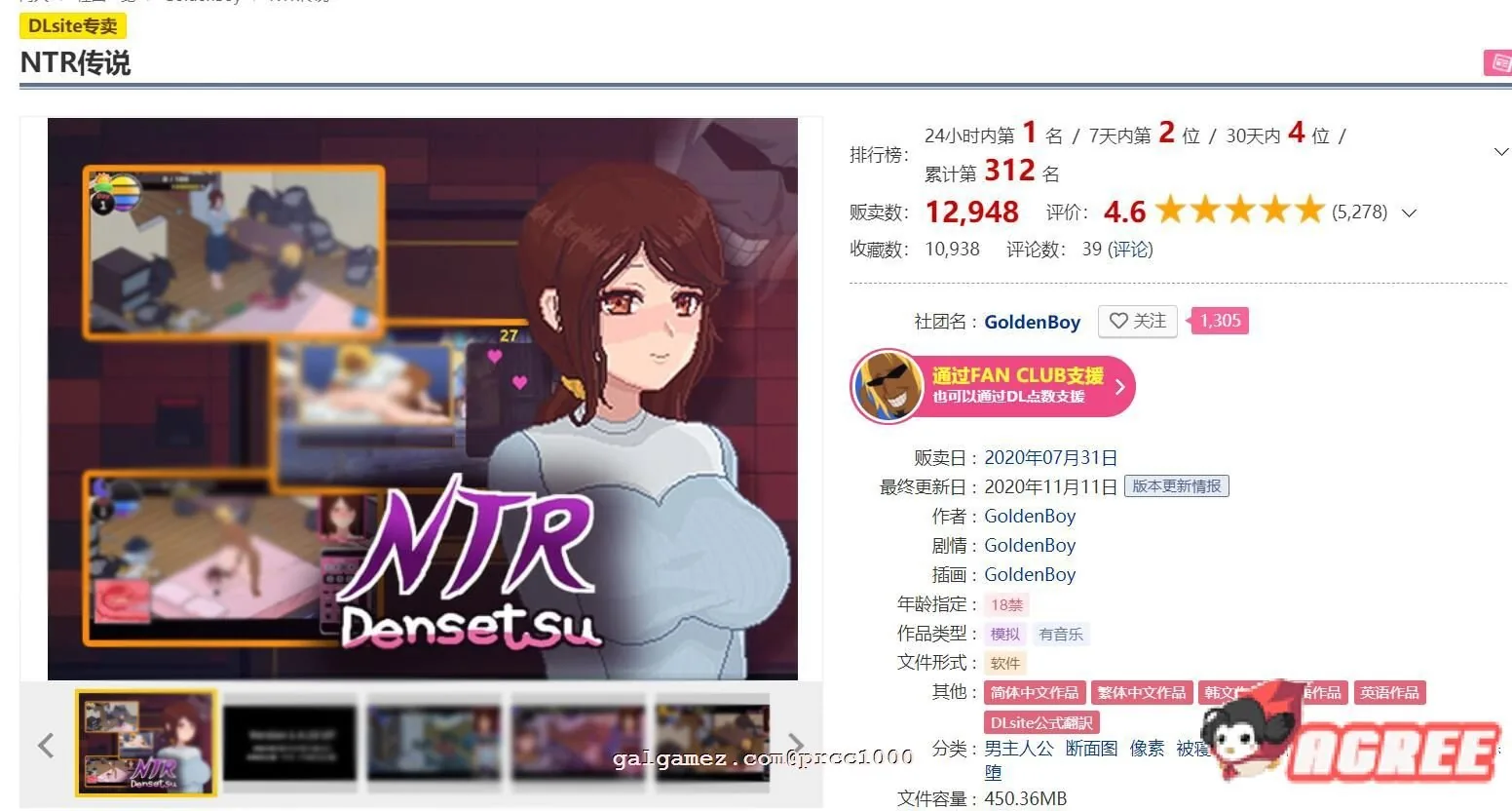 《NTR伝説 NTR Legend》游戏资料封面