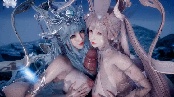 [3D/无修/CV] Elarbaby：D42 嫦娥&玉兔 性感女神姐妹花强制榨取精华 [4.4G/FM/WY]